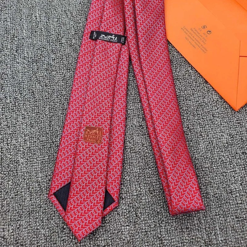 Hermes Club Silk Mix Tie In Red - Image 3