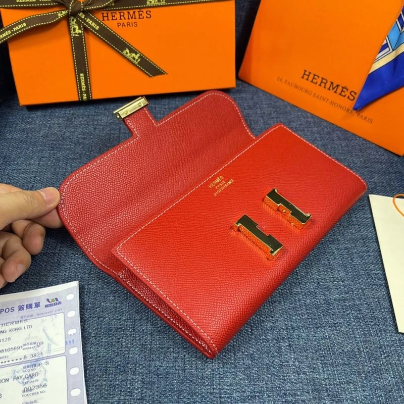 Hermes Constance Wallet Epsom Leather Gold Hardware In Red - Image 3