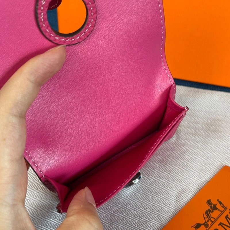 Hermes Dogon Card Holder Togo Leather Palladium Hardware In Rose - Image 4