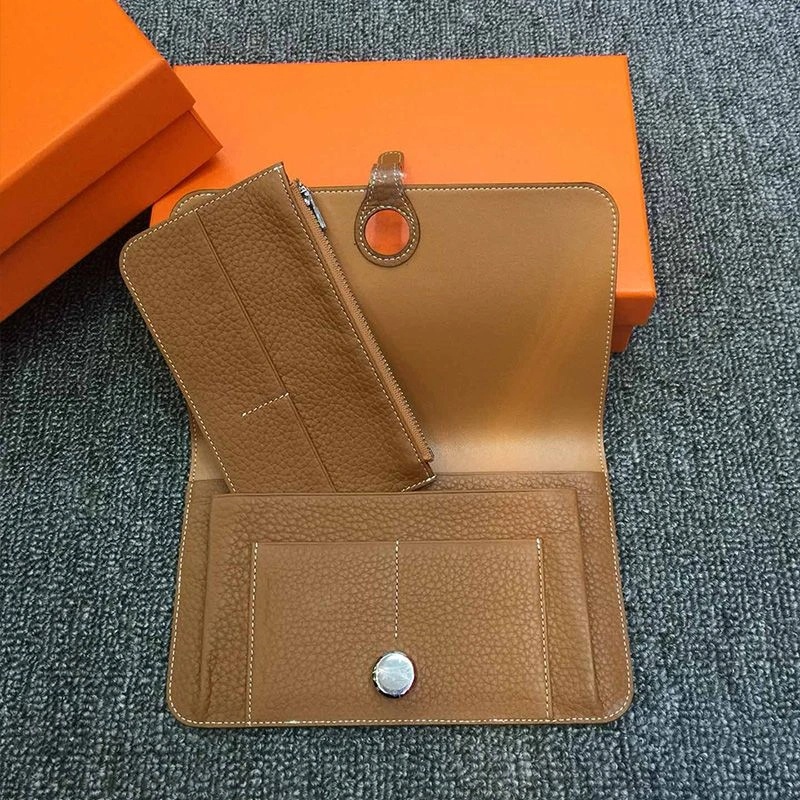 Hermes Dogon Duo Wallet Togo Leather Palladium Hardware In Brown - Image 3