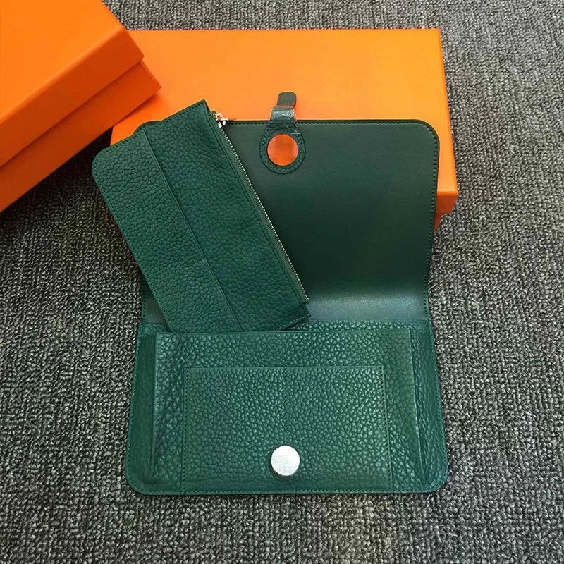 Hermes Dogon Duo Wallet Togo Leather Palladium Hardware In Green - Image 3