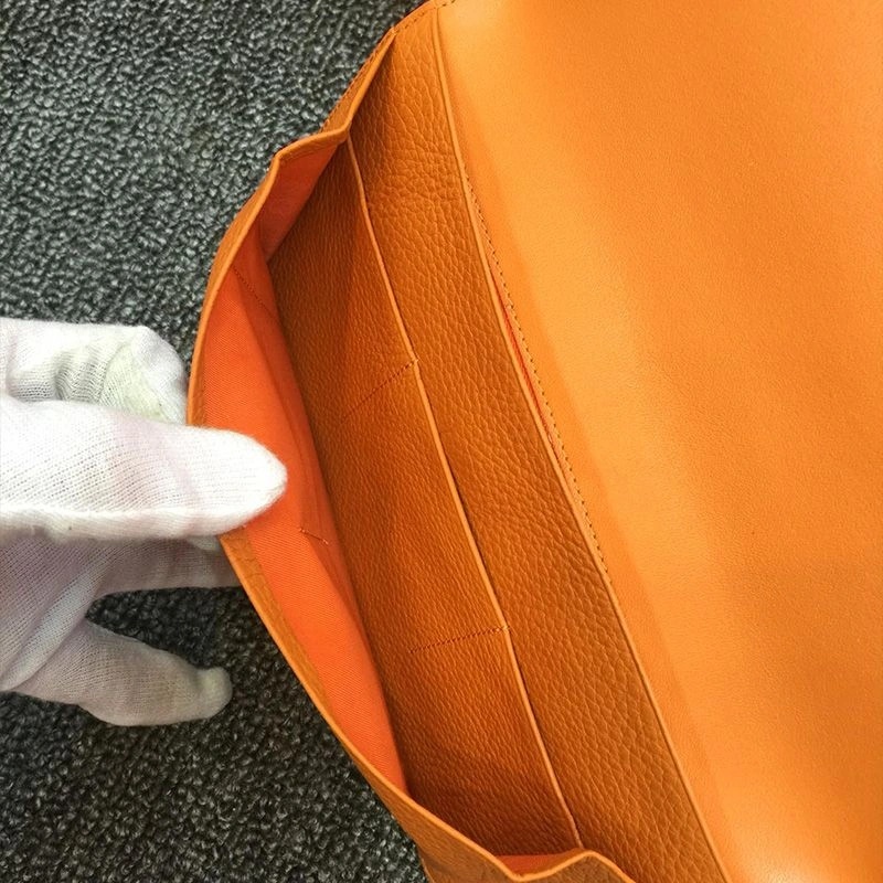 Hermes Dogon Duo Wallet Togo Leather Palladium Hardware In Orange - Image 4