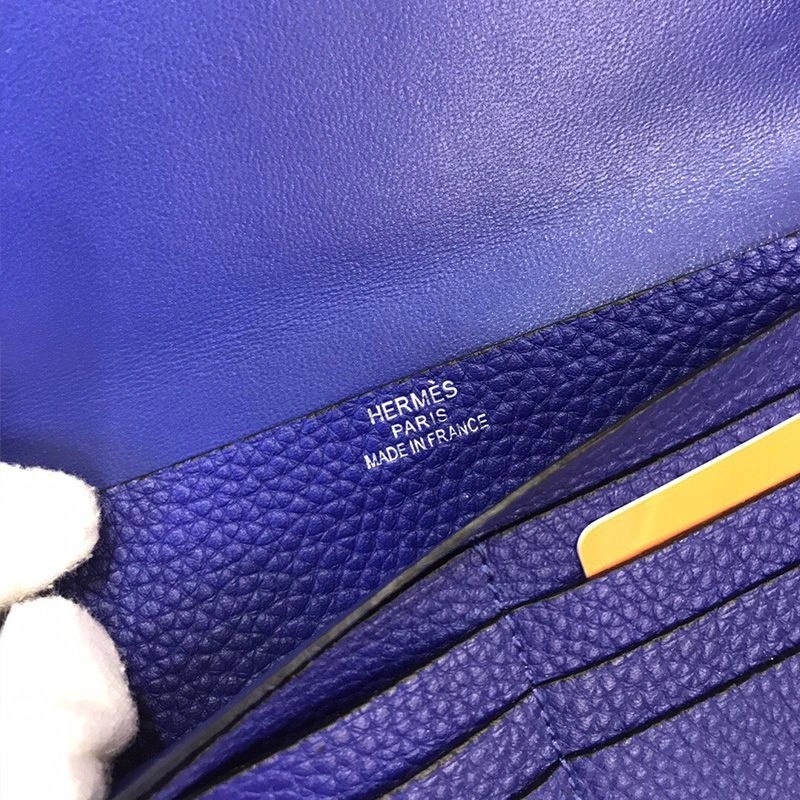 Hermes Dogon Long Wallet Togo Leather Palladium Hardware In Blue - Image 4