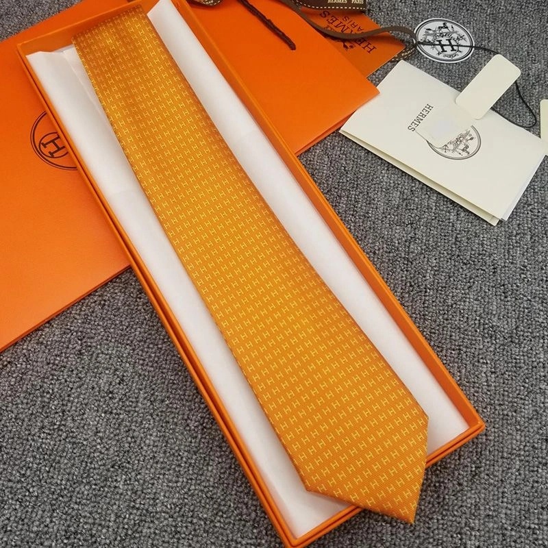 Hermes Faconnee H Bicolore Tie In Orange - Image 3