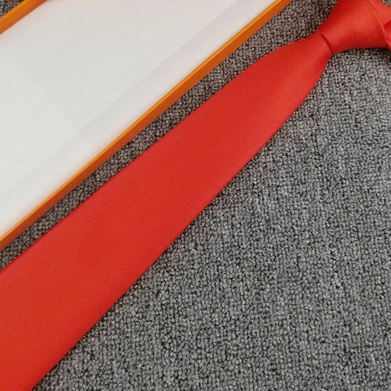 Hermes Faconnee H Bicolore Tie In Red - Image 3