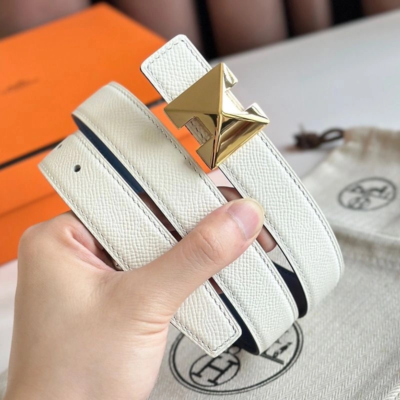 Hermes H Buckle 24 Reversible Belt Leather In Blue White - Image 4