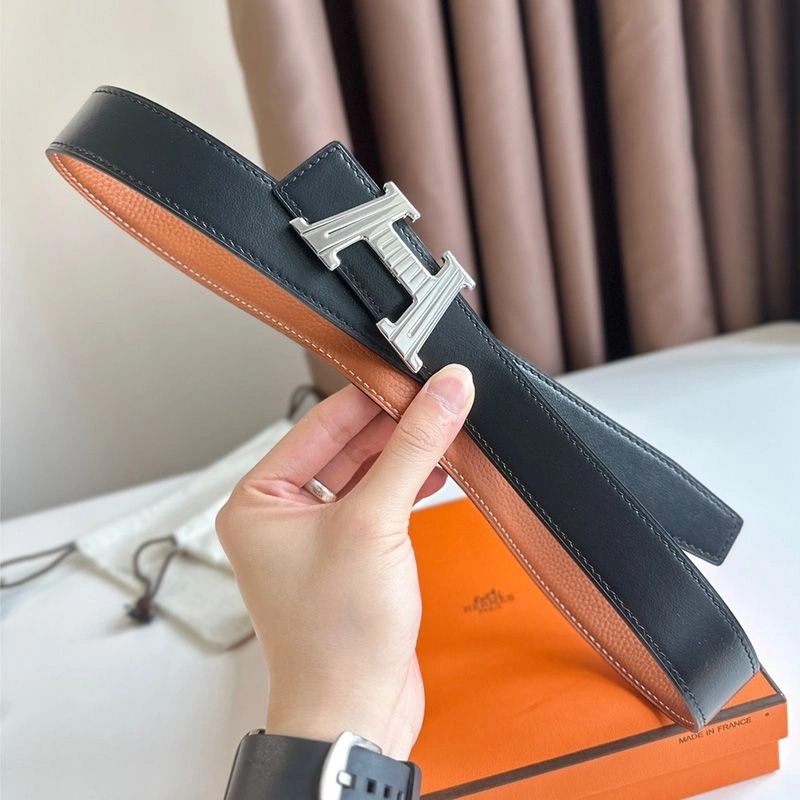 Hermes H Take Off 32 Reversible Belt Togo Leather In Black Orange - Image 3