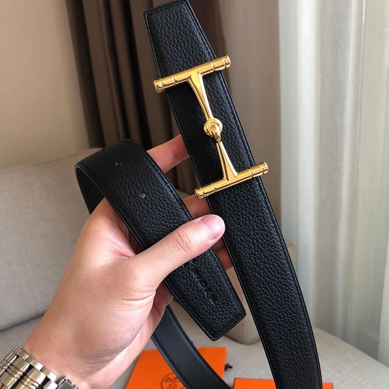Hermes H Hippique Buckle 38MM Reversible Belt Togo Leather In Black - Image 3