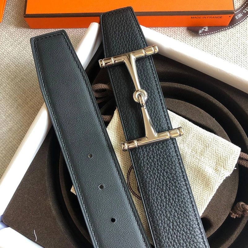 Hermes H Hippique Buckle 38MM Reversible Belt Togo Leather In Black - Image 5