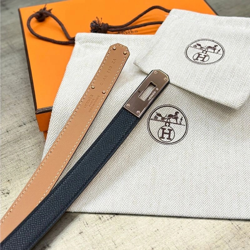 Hermes Kelly 18 Belt Espom Leather In Black Rose Gold - Image 3