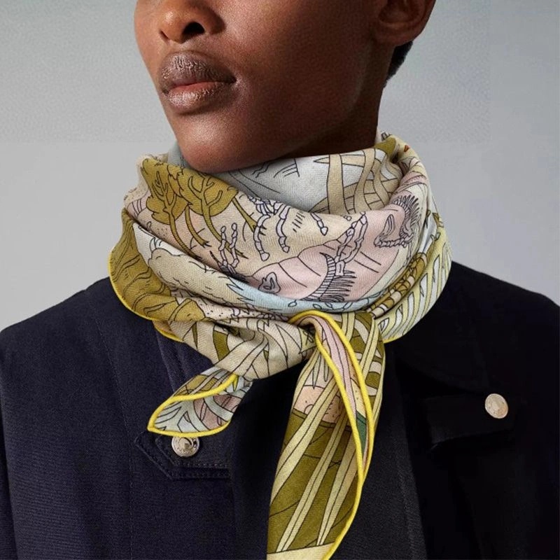 Hermes Le Carnaval Des Animaux Double Face Shawl 140 In Yellow - Image 4