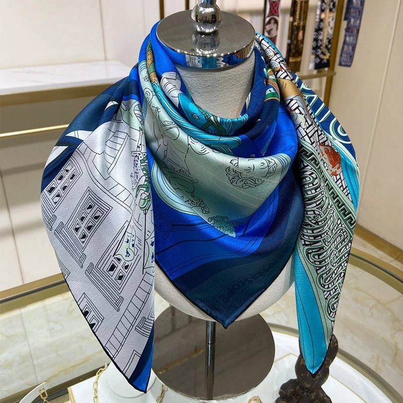 Hermes Mystere Au 24 Scarf 90 In Blue - Image 3