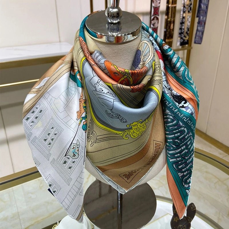 Hermes Mystere Au 24 Scarf 90 In Grey - Image 3