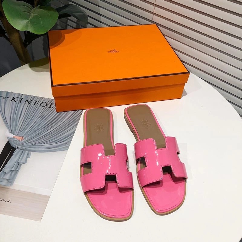 Hermes Oran Slides Women Nappa Leather In Pink - Image 3
