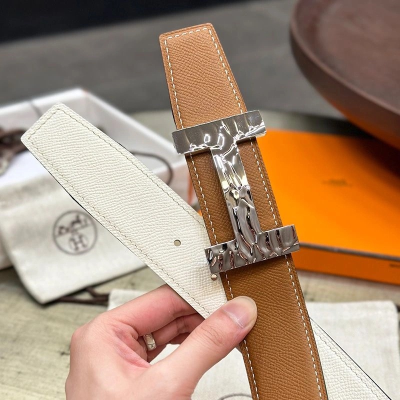 Hermes Quizz H20 Belt Reversible Leather In Brown White - Image 4