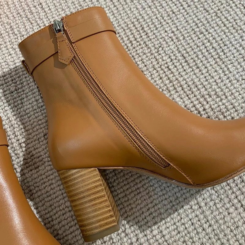 Hermes Saint Germain Ankle Boots Women Genuine Leather In Brown - Image 3