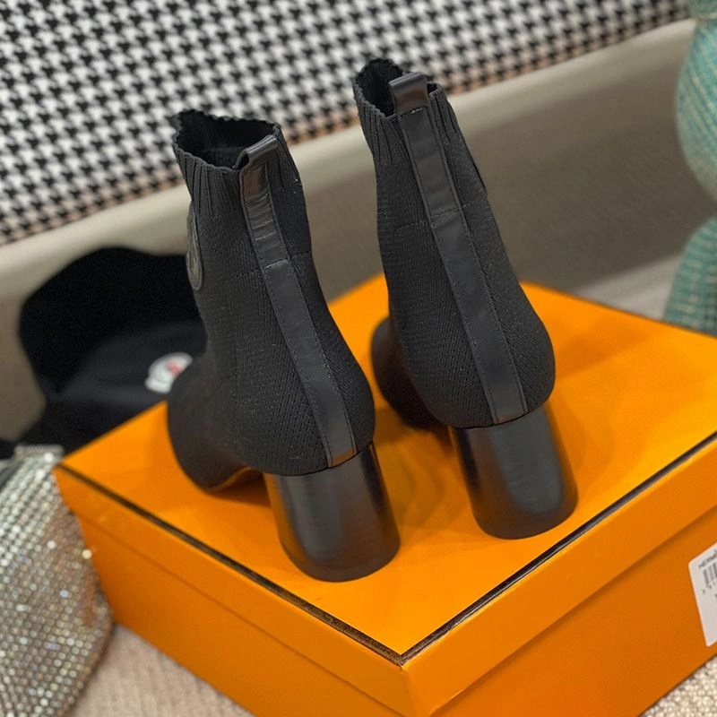 Hermes Volver 60 Ankle Boots Women Knit In Grey - Image 3