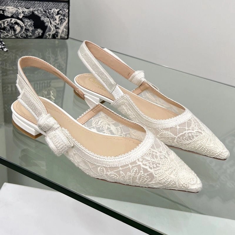 J'Adior Slingback Pumps Women Butterfly Motif Transparent Mesh White - Image 6