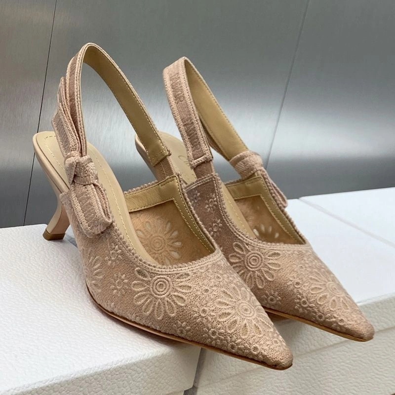 J'Adior Slingback Pumps Women Saint-Gall Floral Motif Mesh Pink - Image 4