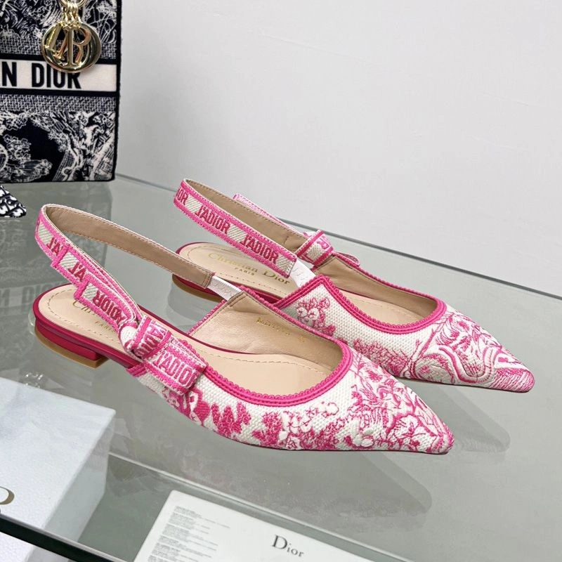 J'Adior Slingback Pumps Women Toile de Jouy Motif Canvas Rose - Image 6