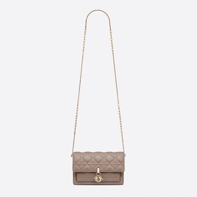 Lady Dior Chain Pouch Cannage Lambskin Khaki - Image 5