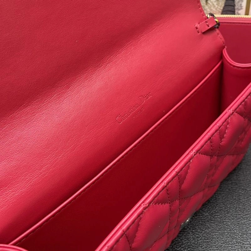 Lady Dior Pouch Emblematic Cannage Lambskin Red - Image 5