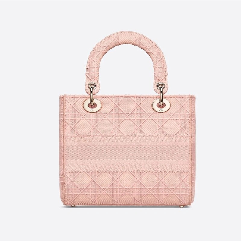 Medium Lady D-lite Bag Cannage Motif Canvas Pink - Image 3