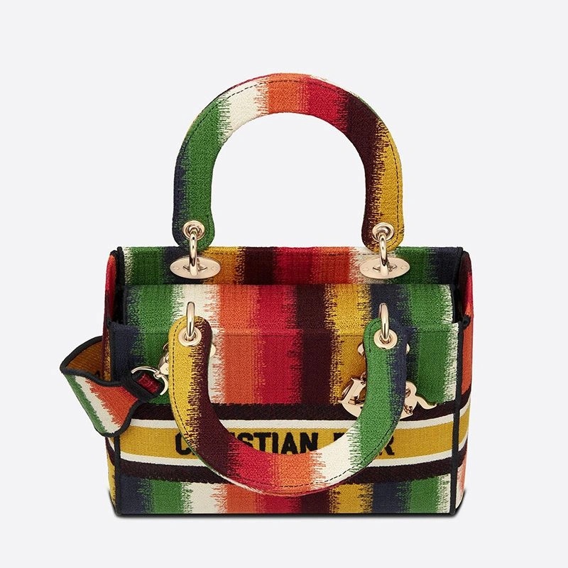 Medium Lady D-lite Bag D-Stripes Motif Canvas Multicolor - Image 4