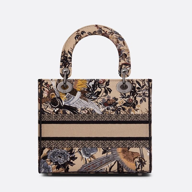 Medium Lady D-lite Bag Jardin d'Hiver Motif Canvas Beige - Image 3