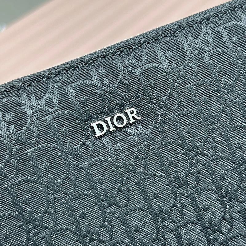Large Dior Zip Wallet Oblique Motif Canvas Black - Image 3