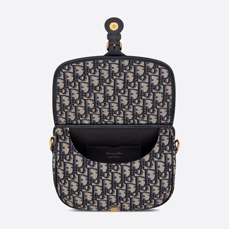 Medium Dior Bobby Bag Oblique Motif Canvas Blue - Image 4
