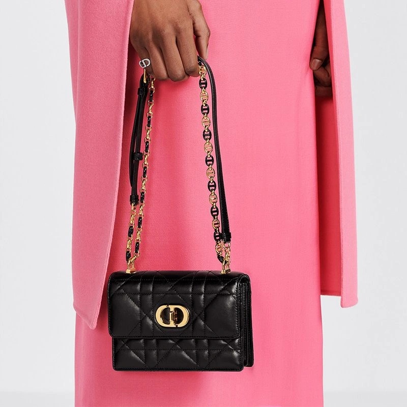 Mini Miss Caro Bag Macrocannage Lambskin Black - Image 5