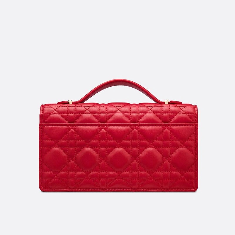 Mini Miss Dior Top Handle Bag Cannage Lambskin Red - Image 3