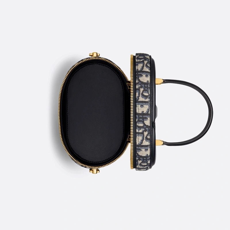 Small Dior CD Signature Vanity Case Oblique Motif Canvas Blue - Image 4