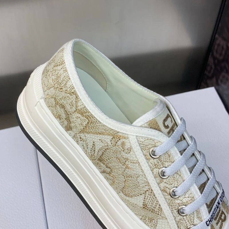 Walk'N'Dior Platform Sneakers Unisex Jardin d'Hiver Motif Canvas Gold - Image 3